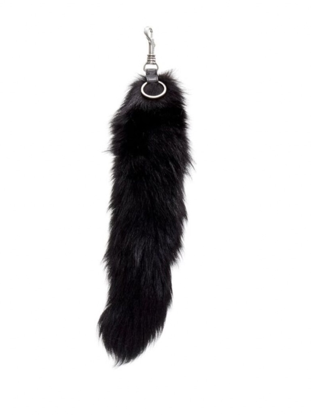 Celine Phoebe Philo Black Fox Fur Tail Bag Charm/Key Chain/Accessory